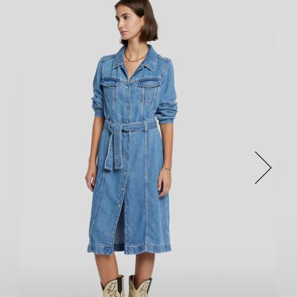 7 for all mankind denim lustre midi dress size small in valentine - Picture 2 of 11